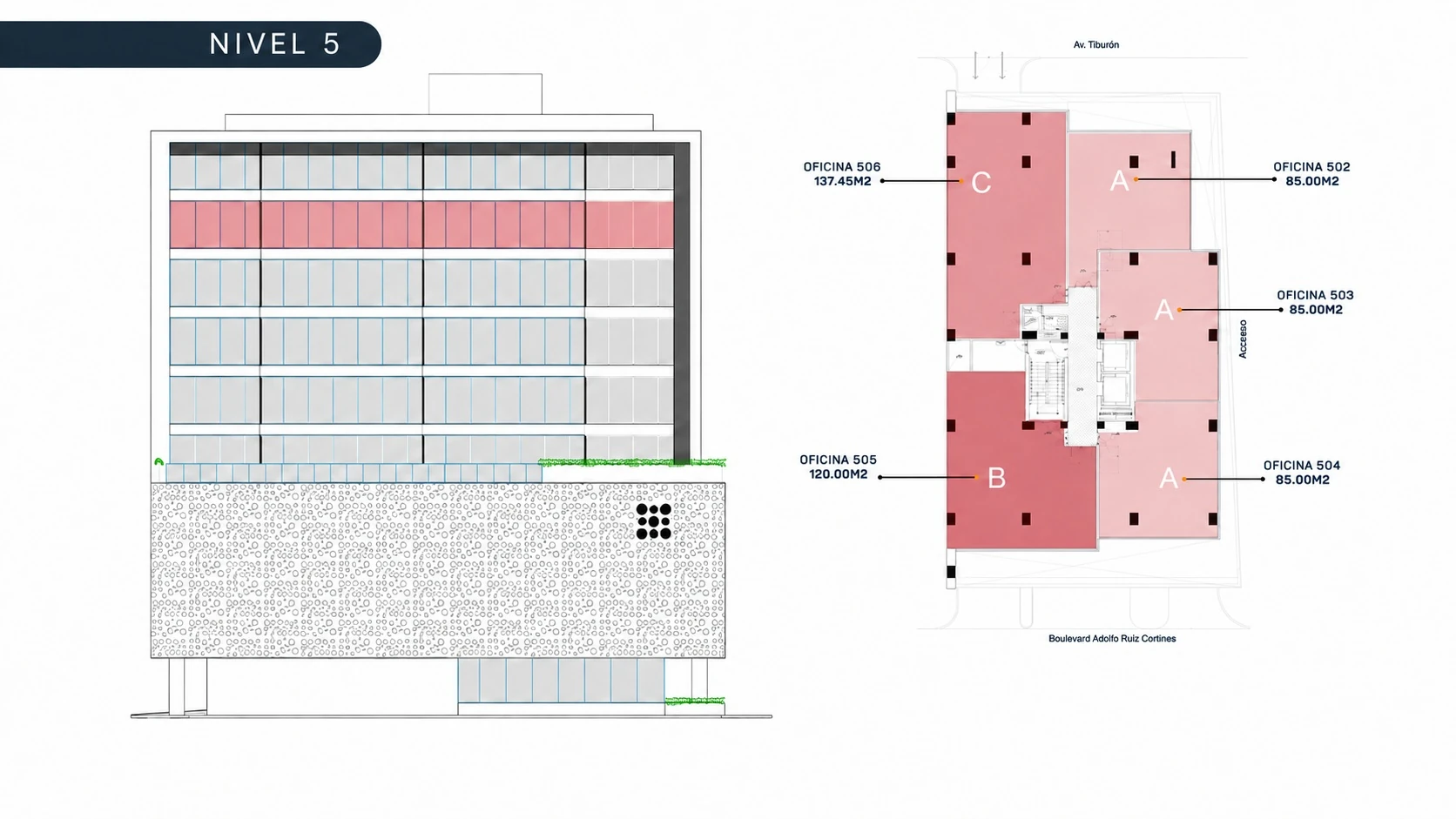 Plano del N5 · Despachos y Servicios en Torre Auro